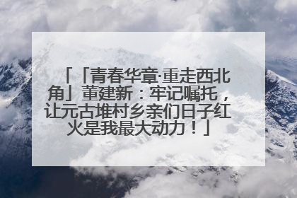 「青春华章·重走西北角」董建新：牢记嘱托，让元古堆村乡亲们日子红火是我最大动力！