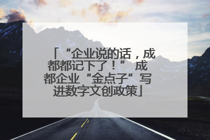 “企业说的话，成都都记下了！” 成都企业“金点子”写进数字文创政策