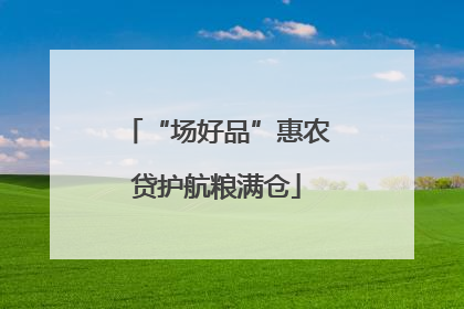 “场好品”惠农贷护航粮满仓