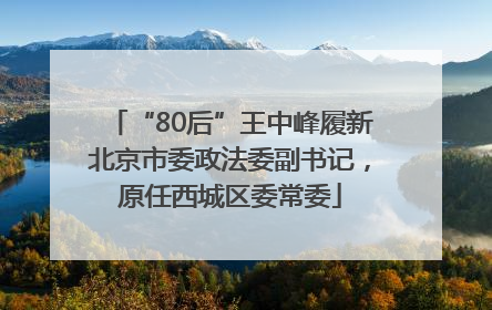 “80后”王中峰履新北京市委政法委副书记，原任西城区委常委