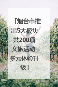 烟台市推出5大板块共200项文旅活动 多元体验升级