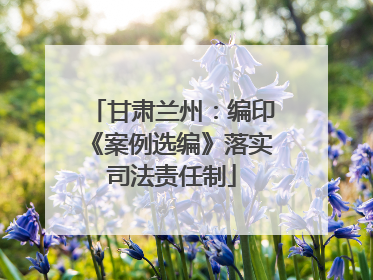甘肃兰州：编印《案例选编》落实司法责任制