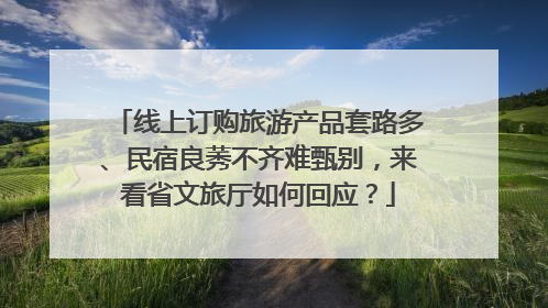 线上订购旅游产品套路多、民宿良莠不齐难甄别，来看省文旅厅如何回应？