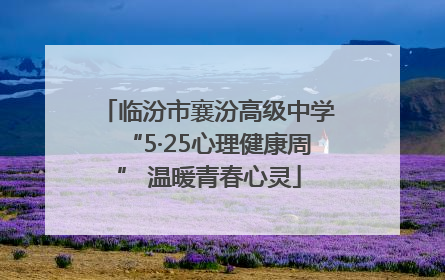 临汾市襄汾高级中学“5·25心理健康周” 温暖青春心灵