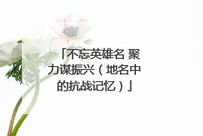 不忘英雄名 聚力谋振兴（地名中的抗战记忆）