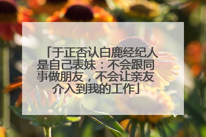 于正否认白鹿经纪人是自己表妹：不会跟同事做朋友，不会让亲友介入到我的工作