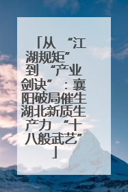 从 “江湖规矩” 到 “产业剑诀”：襄阳破局催生湖北新质生产力 “十八般武艺”