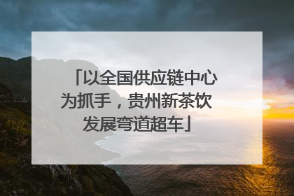 以全国供应链中心为抓手，贵州新茶饮发展弯道超车