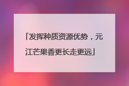 发挥种质资源优势，元江芒果香更长走更远
