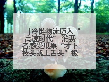 冷链物流迈入“高速时代” 消费者感受瓜果“才下枝头就上舌头”极致体验