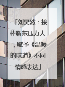 刘昊然：接棒靳东压力大，赋予《温暖的味道》不同情感表达