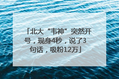 北大“韦神”突然开号，现身4秒，说了3句话，吸粉12万