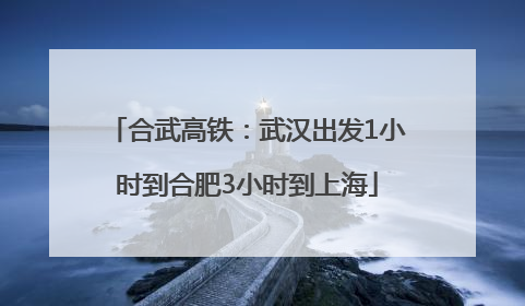 合武高铁：武汉出发1小时到合肥3小时到上海