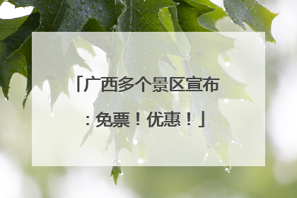 广西多个景区宣布：免票！优惠！