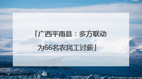 广西平南县：多方联动为66名农民工讨薪