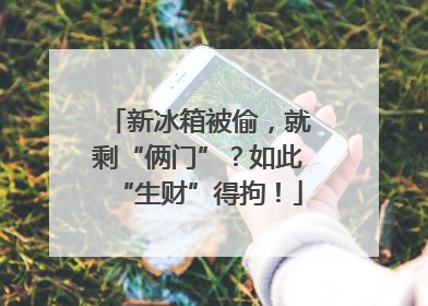 新冰箱被偷，就剩“俩门”？如此“生财”得拘！