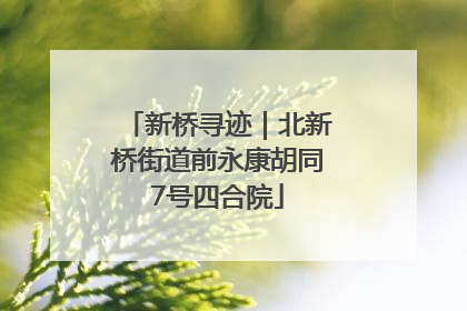 新桥寻迹｜北新桥街道前永康胡同7号四合院