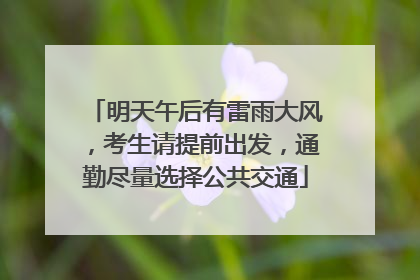 明天午后有雷雨大风，考生请提前出发，通勤尽量选择公共交通