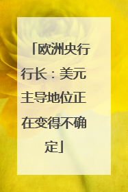 欧洲央行行长：美元主导地位正在变得不确定