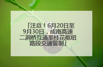 注意！6月20日至9月30日，成南高速二洞桥互通至桂花枢纽路段交通管制