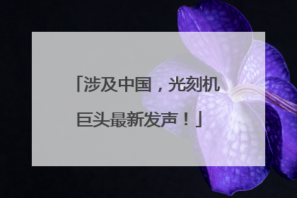 涉及中国，光刻机巨头最新发声！