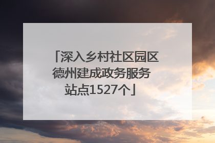 深入乡村社区园区 德州建成政务服务站点1527个
