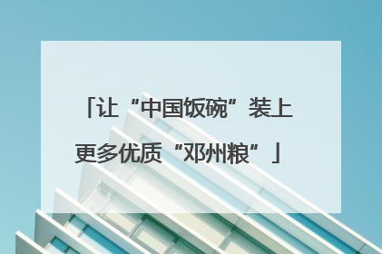 让“中国饭碗”装上更多优质“邓州粮”