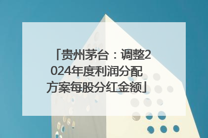 贵州茅台：调整2024年度利润分配方案每股分红金额