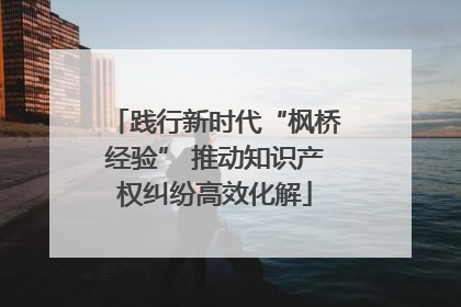 践行新时代“枫桥经验” 推动知识产权纠纷高效化解