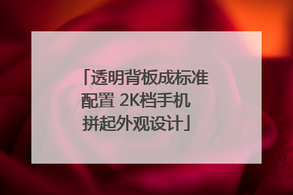 透明背板成标准配置 2K档手机拼起外观设计