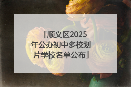 顺义区2025年公办初中多校划片学校名单公布