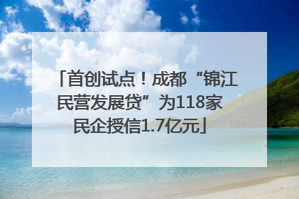 首创试点！成都“锦江民营发展贷”为118家民企授信1.7亿元