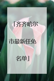 齐齐哈尔市最新任免名单