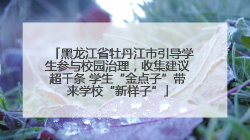 黑龙江省牡丹江市引导学生参与校园治理，收集建议超千条 学生“金点子”带来学校“新样子”