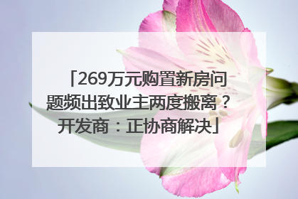 269万元购置新房问题频出致业主两度搬离？开发商：正协商解决