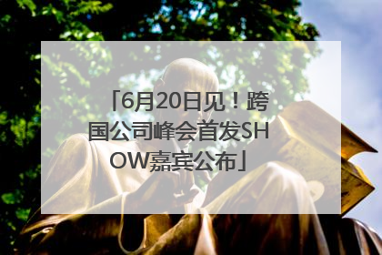 6月20日见！跨国公司峰会首发SHOW嘉宾公布