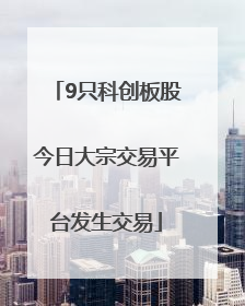 9只科创板股今日大宗交易平台发生交易